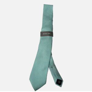 Michael Kors Silk Tie Mens Classic Length White Linked Circles Blue